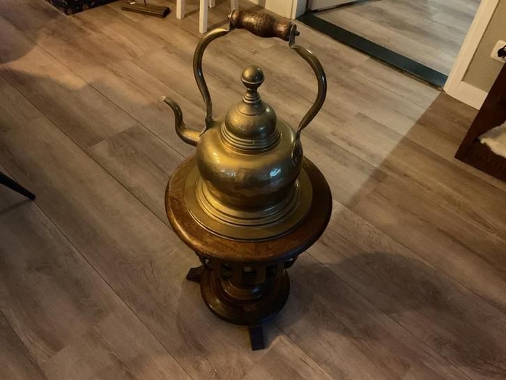 Antiek koperen ketel met stoof, Antiek en Kunst, Antiek | Koper en Brons, Ophalen of Verzenden