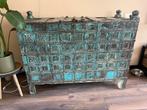 Antieke Indiase Kist met Blauwe Patina - Uniek Stuk Meubelku, Antiek en Kunst, Ophalen