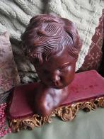 Buste beeld meisjeshoofd bronskleur resin? 22-20br Miekje, Ophalen of Verzenden