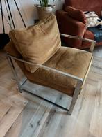 Fauteuil suede oker geel, Huis en Inrichting, Fauteuils, Ophalen, Nieuw, 75 tot 100 cm, Metaal