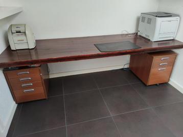 Groot bureau, 2x ladekastjes, thuiswerkplek, 260x84 cm beschikbaar voor biedingen
