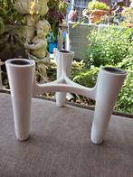 Witte nagel Kandelaar voor 3 Kaarsen vintage design, Huis en Inrichting, Woonaccessoires | Kandelaars en Kaarsen, Kunststof, Wit