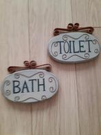 Twee Vintage Deurbordjes - Toilet/Bad, Ophalen, Gebruikt, Overige materialen, Binnen