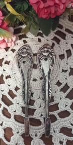 Set van 2 brocante muurhaken, oud zilverkleurig, Ophalen of Verzenden