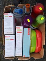 Doos met lunchboxen en drinkflessen met filter, Ophalen of Verzenden, Gebruikt