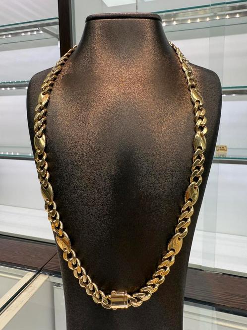 Prachtige 14 karaats gouden cuban ketting | unieke schakel, Sieraden, Tassen en Uiterlijk, Kettingen, Nieuw, Goud, Ophalen of Verzenden