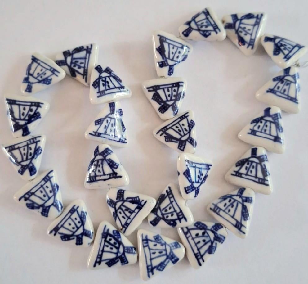 Streng porceleinen Delfts blauwe molen kralen 16 mm, Hobby en Vrije tijd, Kralen en Sieraden maken, Verzenden, Nieuw, Kraal