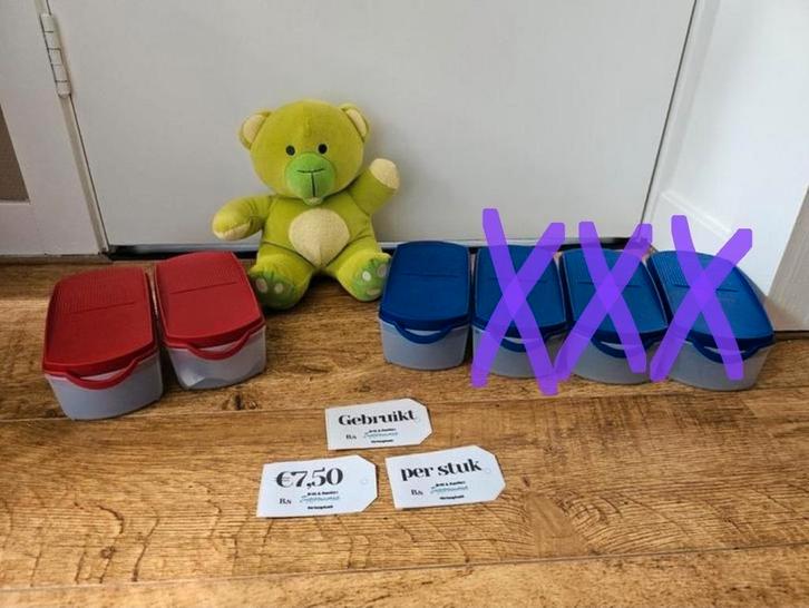 Tupperware ruimtespaarders 350 ml, Huis en Inrichting, Keuken | Tupperware, Gebruikt, Bak of Kom, Blauw, Rood, Ophalen of Verzenden