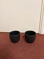 2x Zwarte Bloempotten, Kunststof, Rond, Binnen, Ophalen of Verzenden