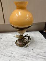 Antieke Lamp met Oranje Kap en Marmeren Voet - Sfeervol Lich, Antiek en Kunst, Antiek | Lampen, Ophalen of Verzenden