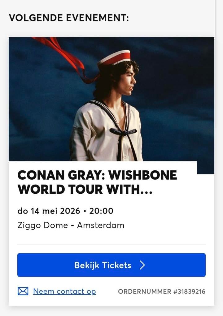 Conan Gray: Wishbone world tour, 14 Mei Amsterdam, Tickets en Kaartjes, Concerten | Pop, Twee personen, Mei