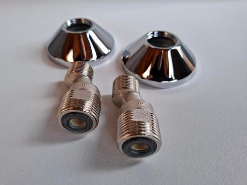 Grohe S - koppeling 1/2 x 3/4 met rozet, zie beschrijving, Doe-het-zelf en Verbouw, Sanitair, Nieuw, Overige typen, Chroom, Ophalen of Verzenden