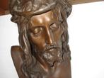 Antieke Jezus buste gesigneerd E Marioton 49cm massief brons, Antiek en Kunst, Antiek | Religie, Ophalen