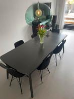 Eetkamertafel met 6 stoelen zwart!, 50 tot 100 cm, Kunststof, Gebruikt, Rechthoekig