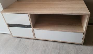 Tv meubel wit hoogglans en bruin beschikbaar voor biedingen