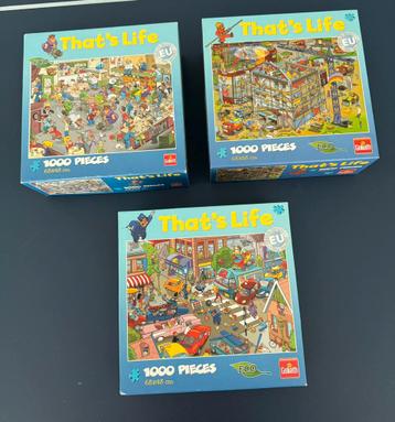 Set van 3x Thats life drukke puzzel 1000 stukjes golf bouw beschikbaar voor biedingen