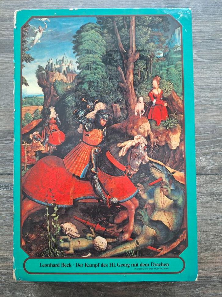 Schmidt Puzzle, Drakengevecht Joris, vintage zeldzaam Puzzel, Hobby en Vrije tijd, Denksport en Puzzels, Gebruikt, Legpuzzel, 500 t/m 1500 stukjes