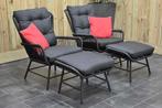 Carlton Loungeset 2 Lounge Tuinstoelen 2 Hockers Charcoal SH, 2 zitplaatsen, Ophalen of Verzenden, Zo goed als nieuw, Loungeset