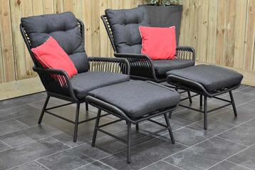 Carlton Loungeset 2 Lounge Tuinstoelen 2 Hockers Charcoal SH beschikbaar voor biedingen