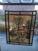 Glas in Lood Raamhanger - Boerenlandschap Gesigneerd, Ophalen of Verzenden