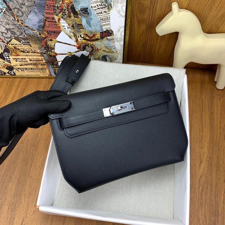 Hermes Kelly - Zwarte Handtas - Echt Leer - Heren, Sieraden, Tassen en Uiterlijk, Tassen | Reistassen en Weekendtassen, Nieuw