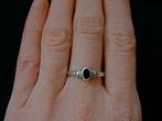 Zilveren 925 zilver ring met ovale zwarte onyx in maat 16, Sieraden, Tassen en Uiterlijk, Ringen, Verzenden, Zwart, Nieuw, Kleiner dan 17