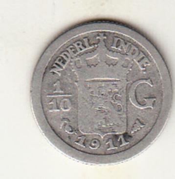 Ned. Indië - 10 cent, 1/10 gulden 1911 - KM#311 beschikbaar voor biedingen