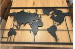 Mercator zwart metalen wanddecoratie, Huis en Inrichting, Woonaccessoires | Wanddecoraties, Ophalen, Zo goed als nieuw