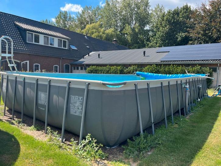 Intex Zwembad met Trap, Filter & Robot, afdekzeil met oprol, Tuin en Terras, Zwembaden, Gebruikt, Opzetzwembad, 120 cm of meer