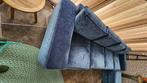 Bank+hocker blauw, Huis en Inrichting, Banken | Voetenbanken en Poefen, Ophalen, Gebruikt, 125 cm of meer, 75 tot 100 cm