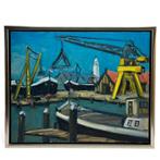 Wim van der Veer (1939) - scheepswerf bij Harlingen, Antiek en Kunst, Ophalen of Verzenden