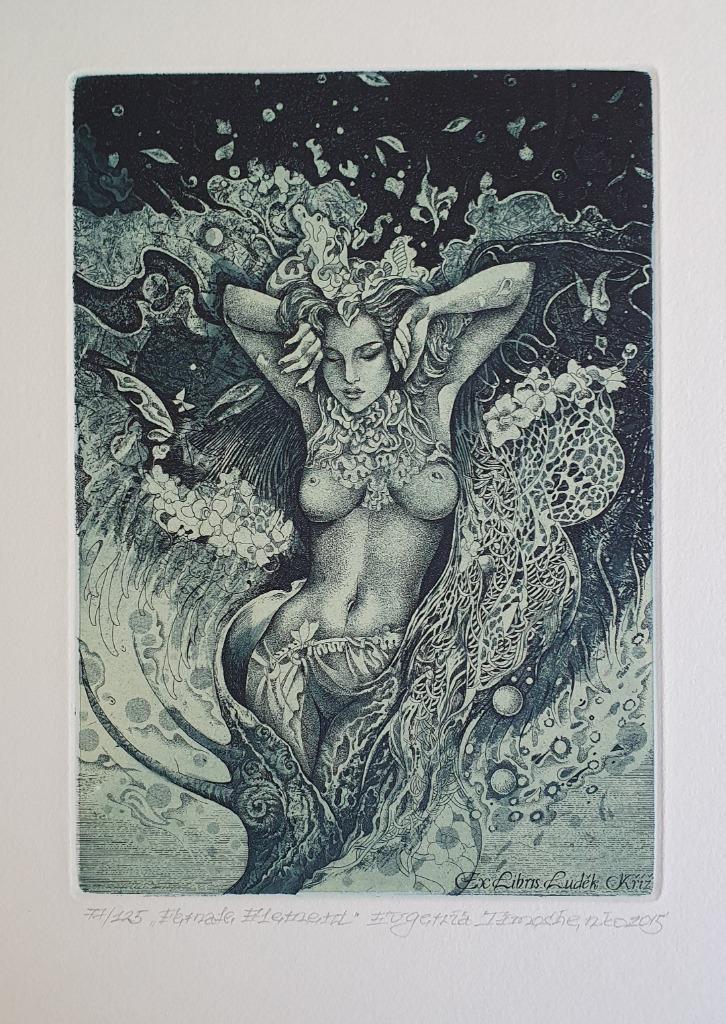 Exlibris / Ex libris E. Timoshenko, Female Element, Antiek en Kunst, Kunst | Etsen en Gravures, Verzenden