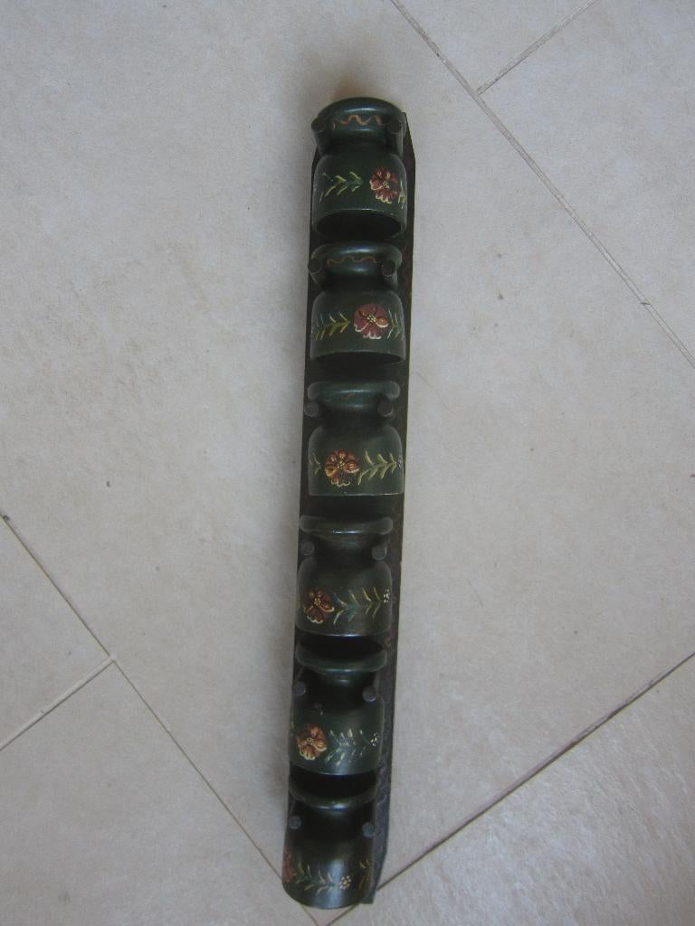 hindeloopen eierdopjes op een rek, 6 stuks oud groen, Ophalen of Verzenden, Zo goed als nieuw