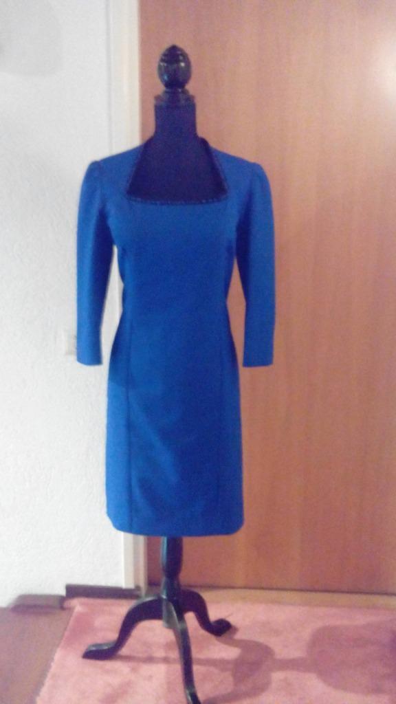 Prachtige blauwe jurk met vaste onderjurk maat 40, Kleding | Dames, Jurken, Zo goed als nieuw, Maat 38/40 (M), Blauw, Knielengte