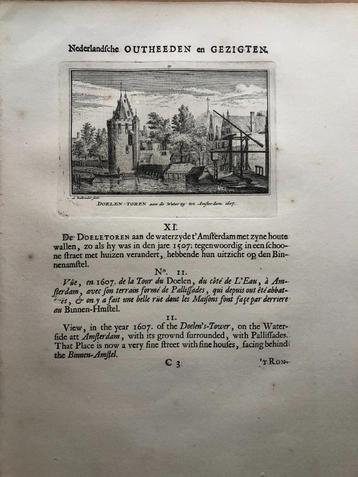 011 / Amsterdam Doelen Toren Kopergravure 1725 beschikbaar voor biedingen