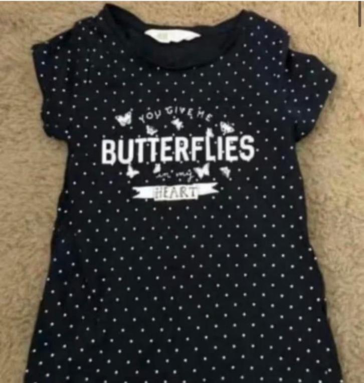 Blauw shirt H&M in maat 110/116 zgan, Kinderen en Baby's, Kinderkleding | Maat 110, Zo goed als nieuw, Meisje, Shirt of Longsleeve