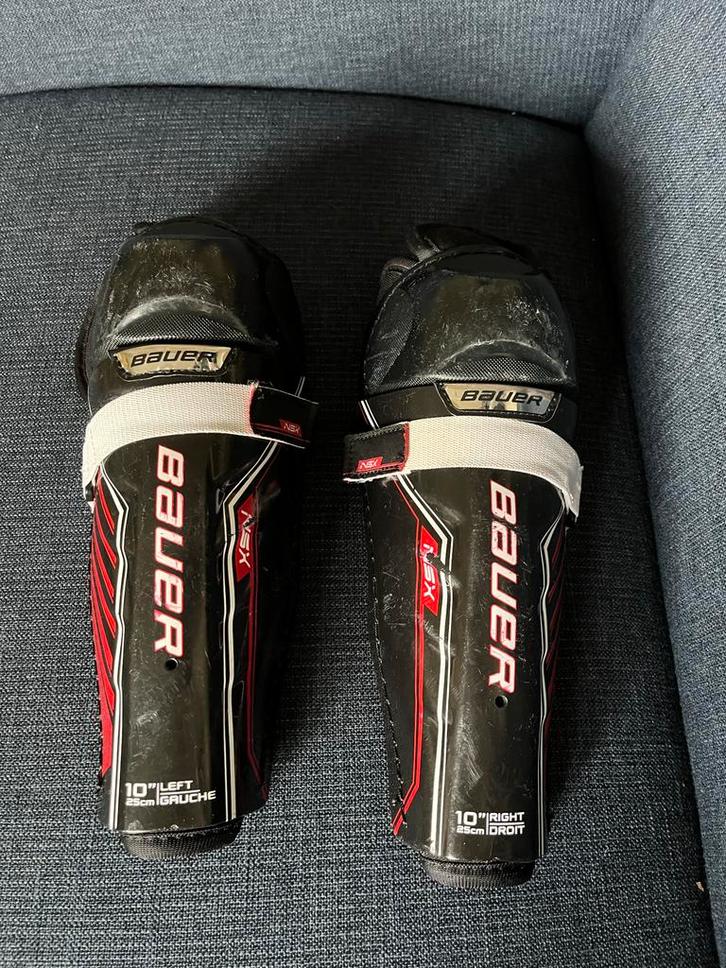 Bauer NSX Scheenbeschermers 10 inch, Sport en Fitness, IJshockey, Gebruikt, Bescherming, Ophalen of Verzenden