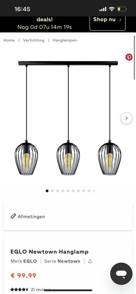 EGLO Newtown Hanglamp, Huis en Inrichting, Lampen | Hanglampen, Zo goed als nieuw, Minder dan 50 cm, Ophalen