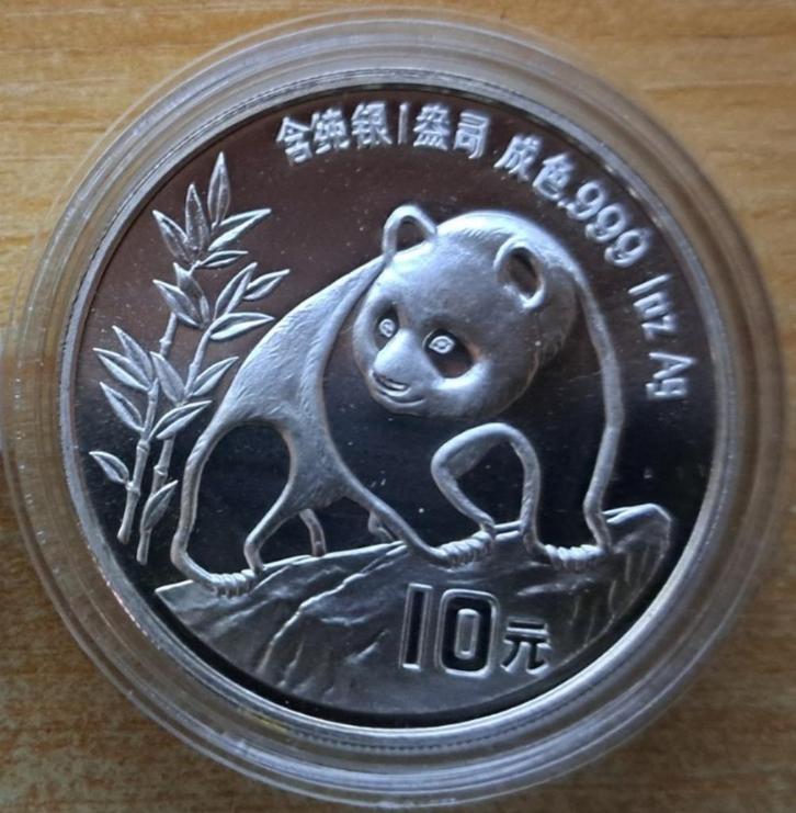 China, Panda 1990 - 1 Oz. puur zilver, Postzegels en Munten, Munten | Azië, Losse munt, Oost-Azië, Zilver, Ophalen of Verzenden