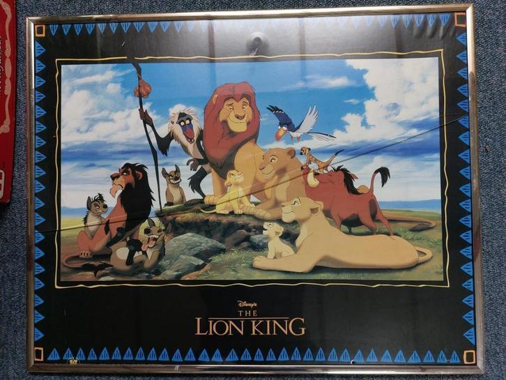 Poster Lion King in lijst - Disney, Verzamelen, Disney, Gebruikt, Plaatje of Poster, Leeuwenkoning of Jungle Boek, Ophalen