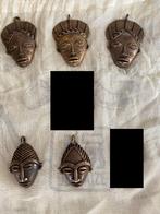 5 BRONZEN DOGON MASKERS, Ophalen of Verzenden