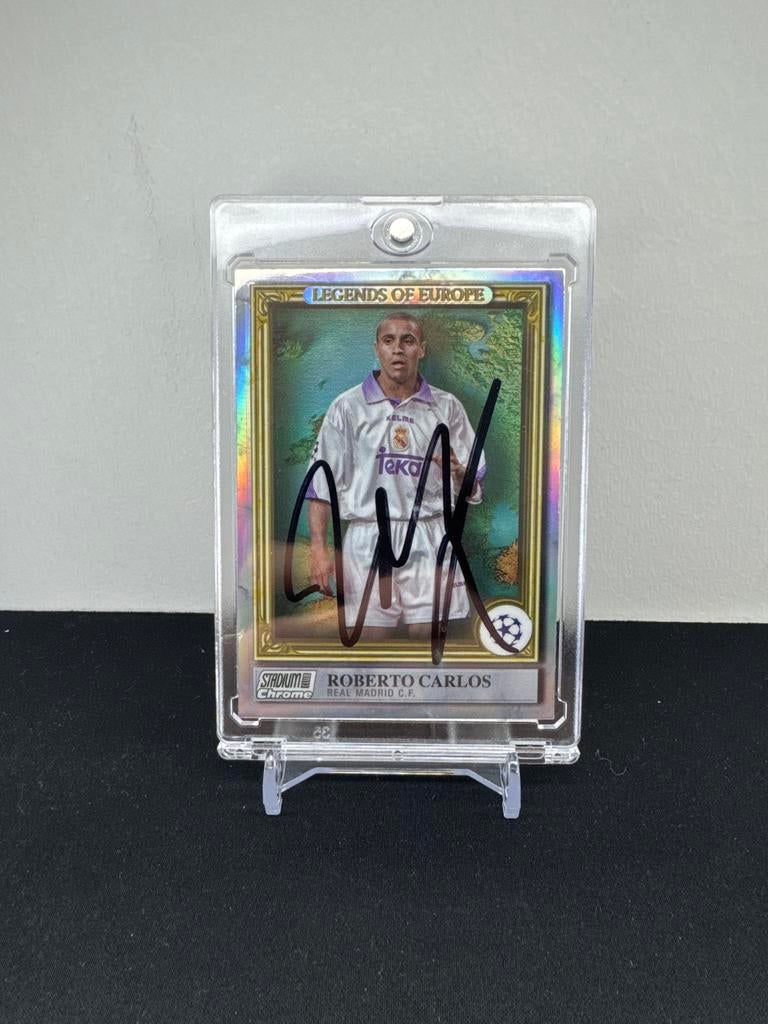 Roberto Carlos Gesigneerde Spelerskaart - Real Madrid Legend, Ophalen of Verzenden, Zo goed als nieuw, Buitenlandse clubs, Spelerskaart