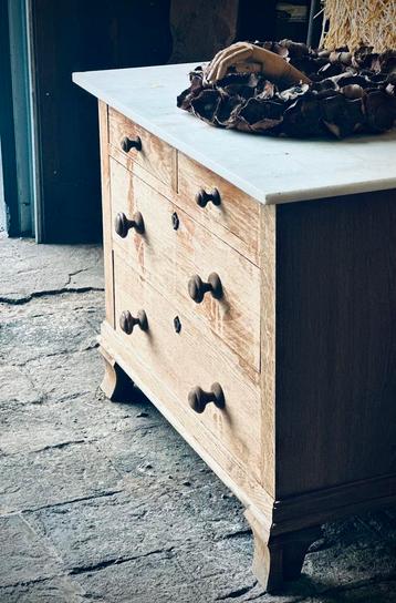 * Retro vintage commode dressoir eiken marmer antiek * beschikbaar voor biedingen