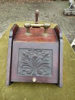 Antieke mahonie kolenbak met snijwerk., Antiek en Kunst, Ophalen of Verzenden