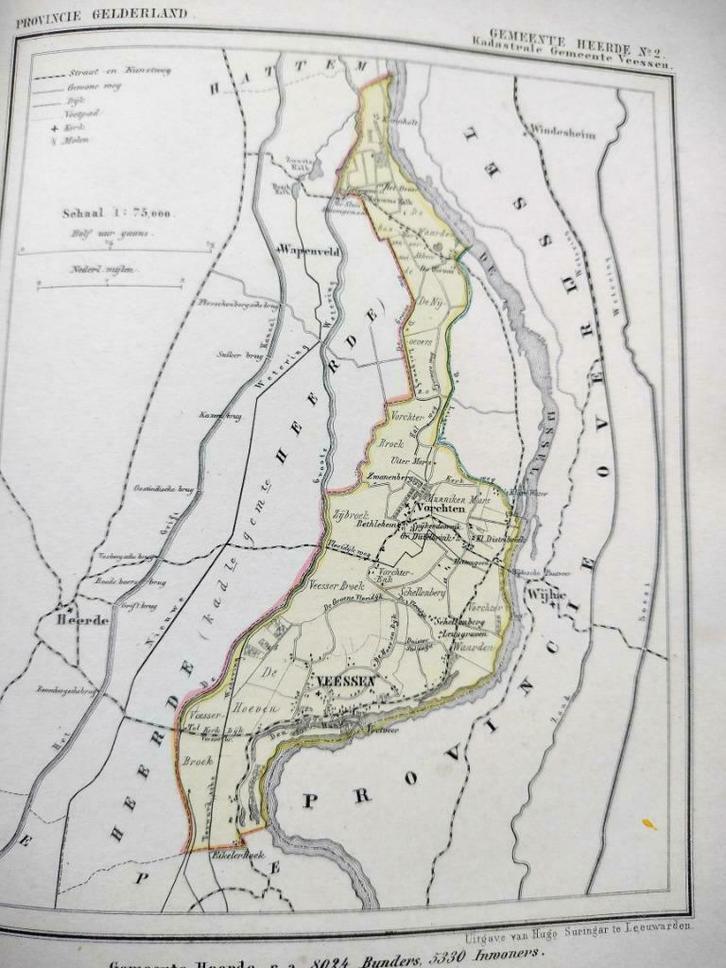095/ Heerde no 2 /Veessen/ Vorchten Litho 1867 Kuyper GLD, Antiek en Kunst, Kunst | Litho's en Zeefdrukken, Ophalen of Verzenden