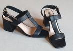 Kiomi zwarte leren sandalen maat  41 met  7 cm blokhak, Zwart, Kiomi, Zo goed als nieuw, Sandalen of Muiltjes