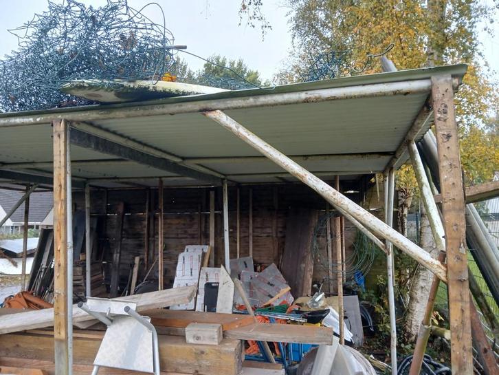 2x stalen overkapping, Tuin en Terras, Overkappingen, Gebruikt, Ophalen