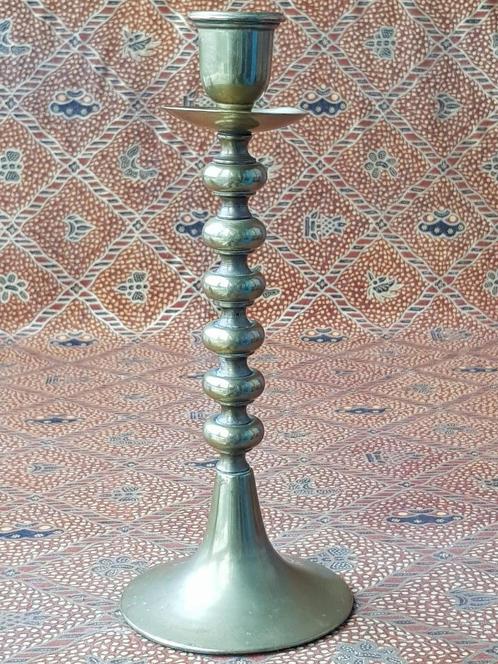 Mooie antieke Engelse kandelaar van koper en ijzer 25 cm., Antiek en Kunst, Antiek | Kandelaars, Koper of Brons, Ophalen of Verzenden