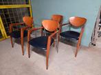 4 Vintage Italiaanse design stoelen kersenhout chrome, Huis en Inrichting, Stoelen, Ophalen, Gebruikt, Bruin
