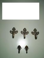 5 koperen / messing haakjes om embrasse of gordijnkoord, Wandhaken, Ophalen of Verzenden, Zo goed als nieuw, Minder dan 100 cm